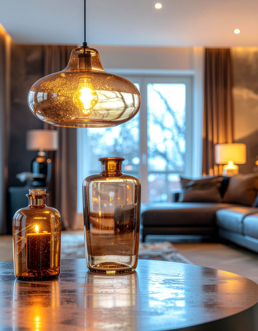 Amber glass living room - 30 warm toned living room ideas