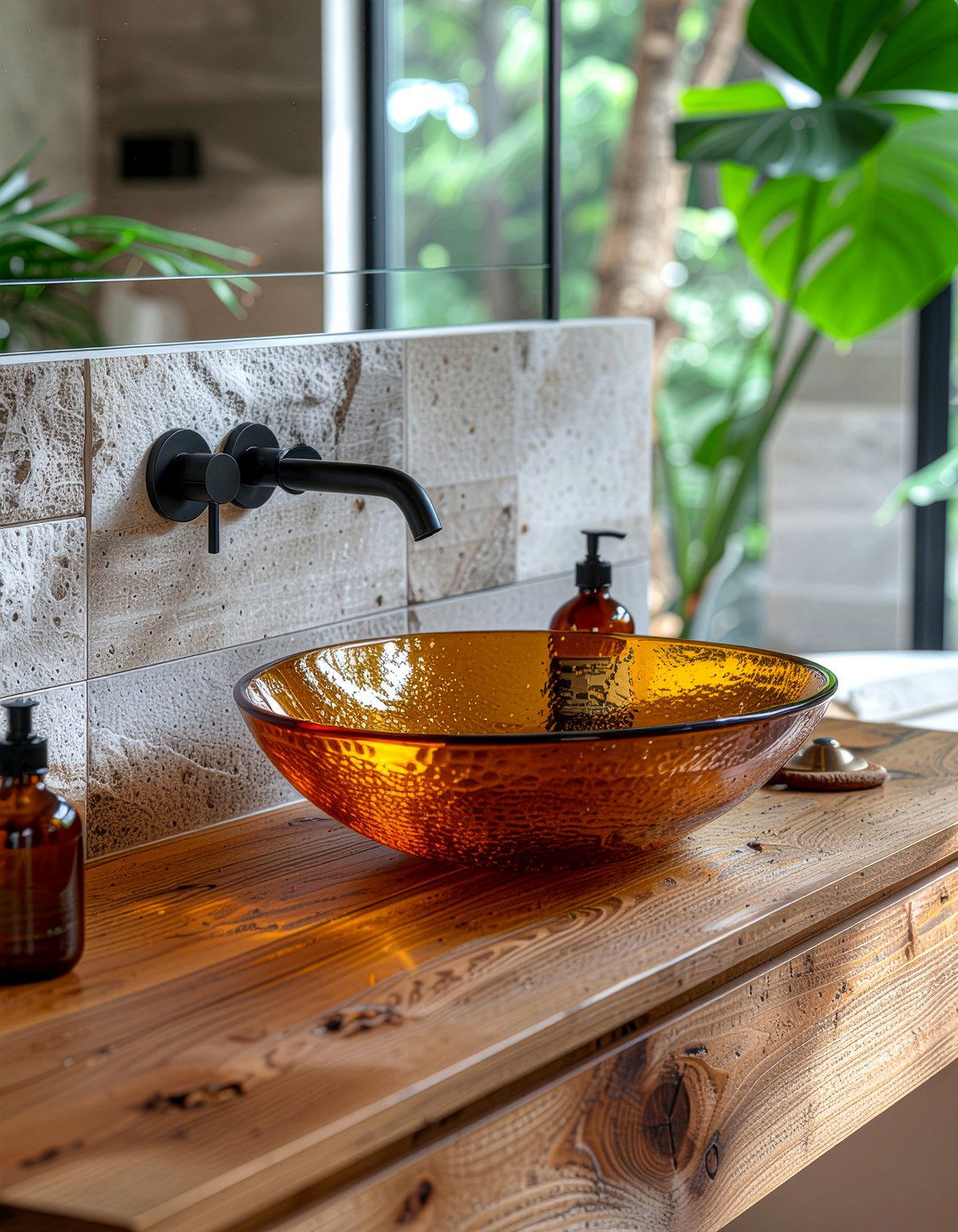 Amber glass sink - 30 glass sink ideas