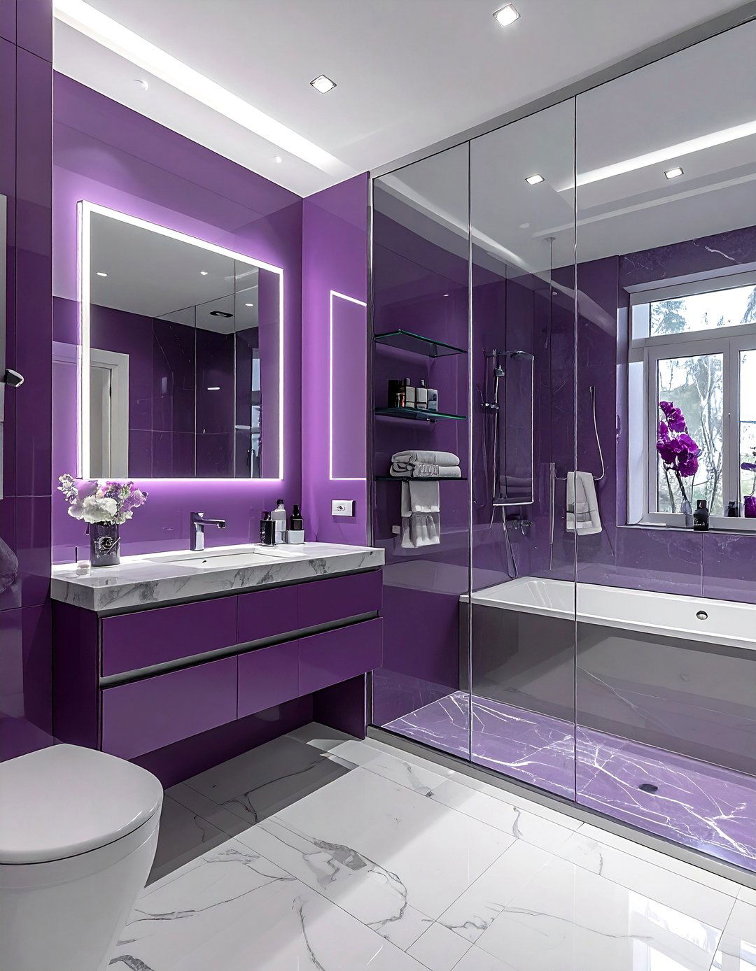 Amethyst and silver bathroom - 30 purple bathroom color schemes
