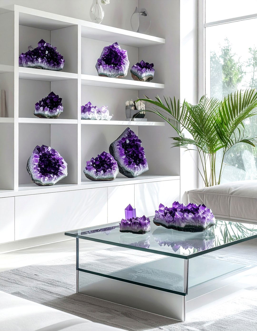 Amethyst crystal decor - 30 purple decor ideas