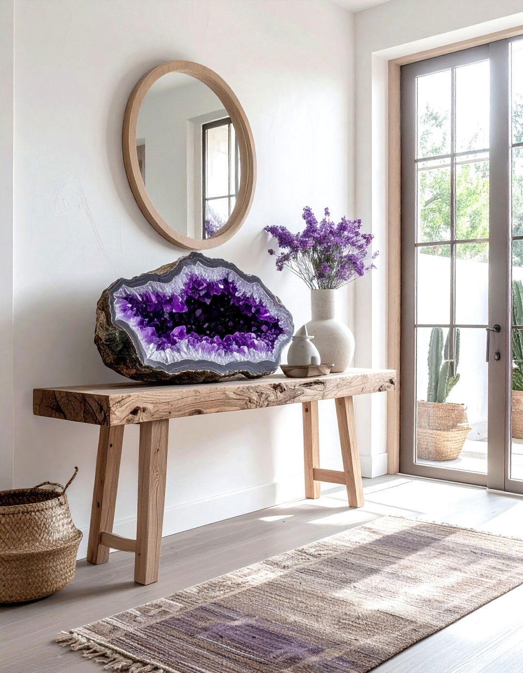 Amethyst geode entryway - 30 crystal decor ideas