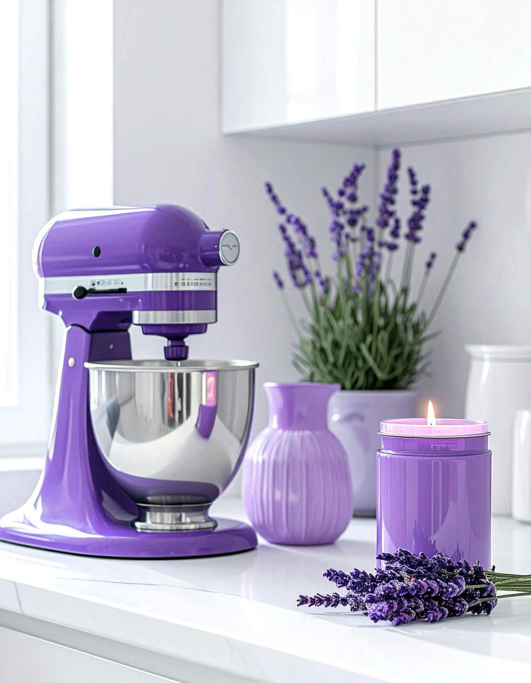 Amethyst kitchen accessories - 30 purple and white kitchen ideas