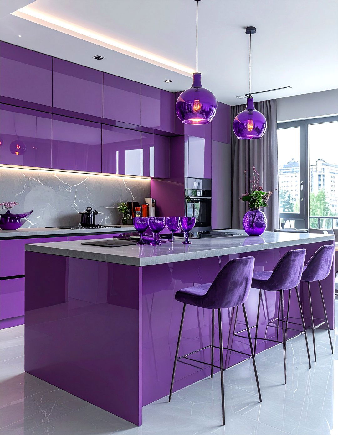 Amethyst kitchen decor - 30 purple kitchen color schemes
