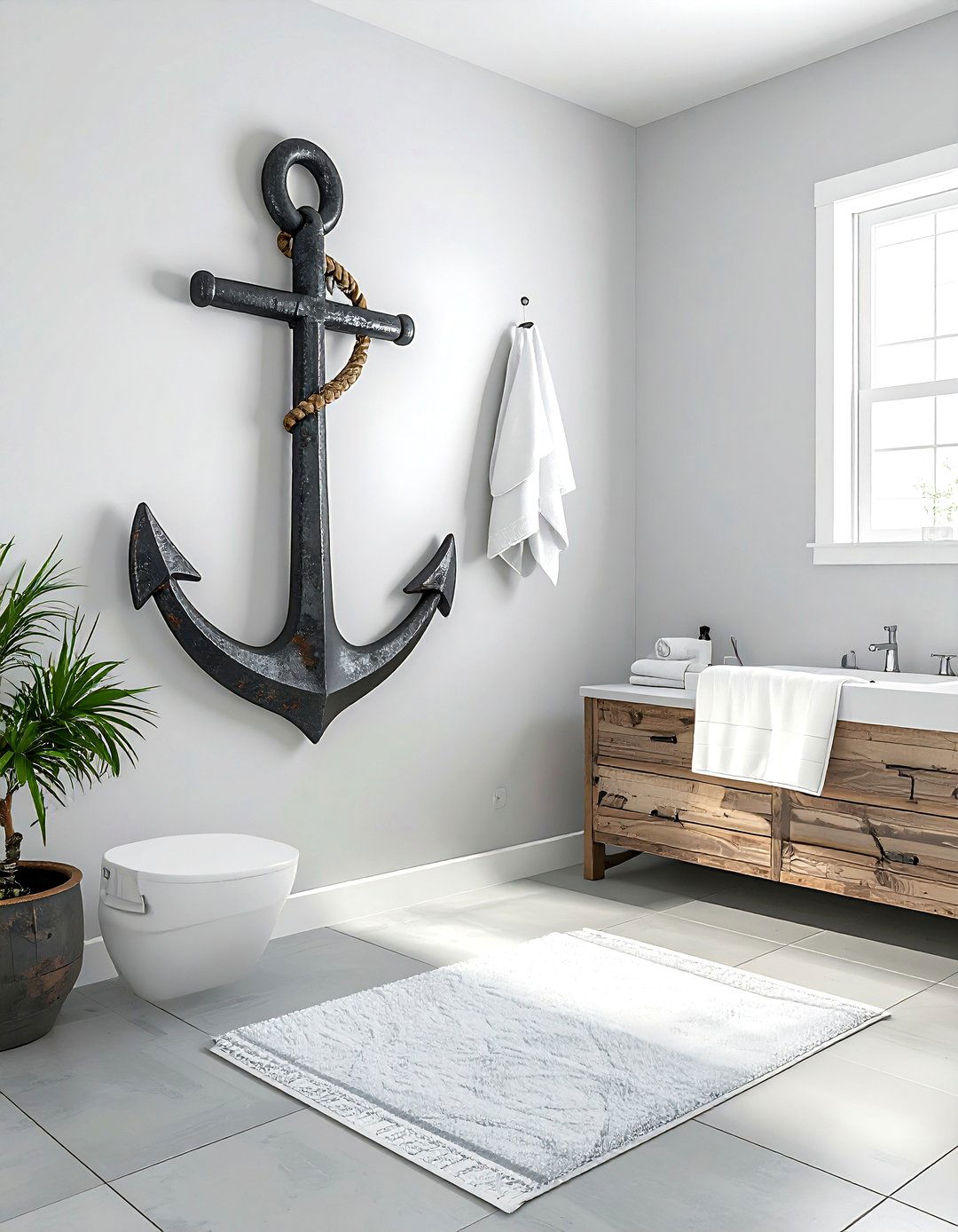 Anchor Wall Decor - 30 nautical bathroom ideas
