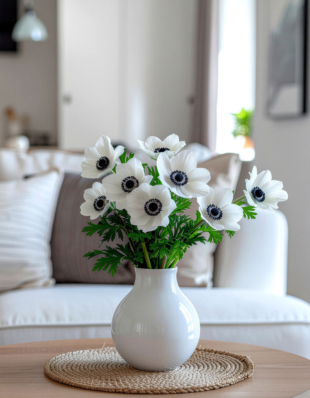 Anemone Black And White - 30 dining room faux flower ideas