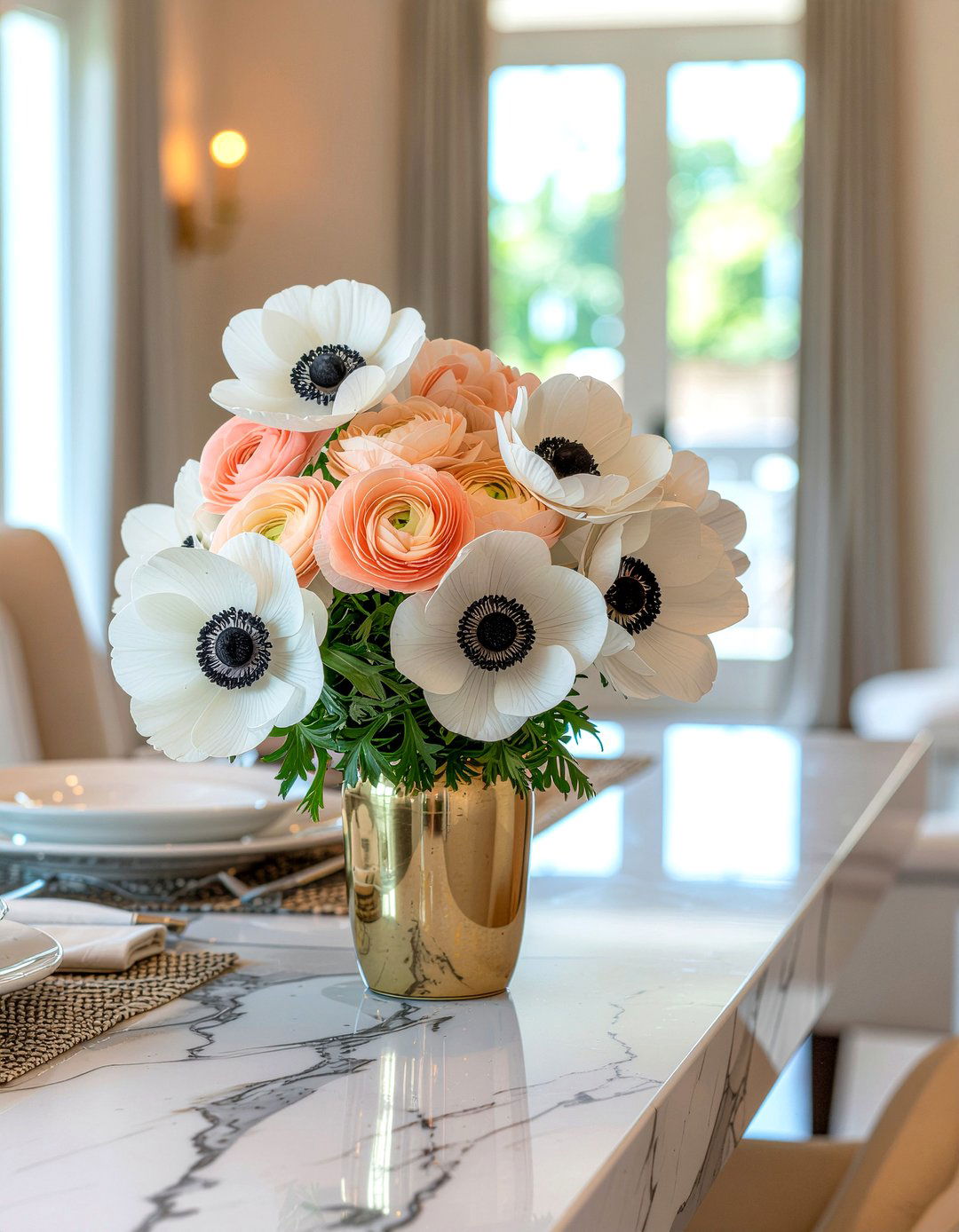 Anemone ranunculus display - 30 floral centerpiece dining ideas