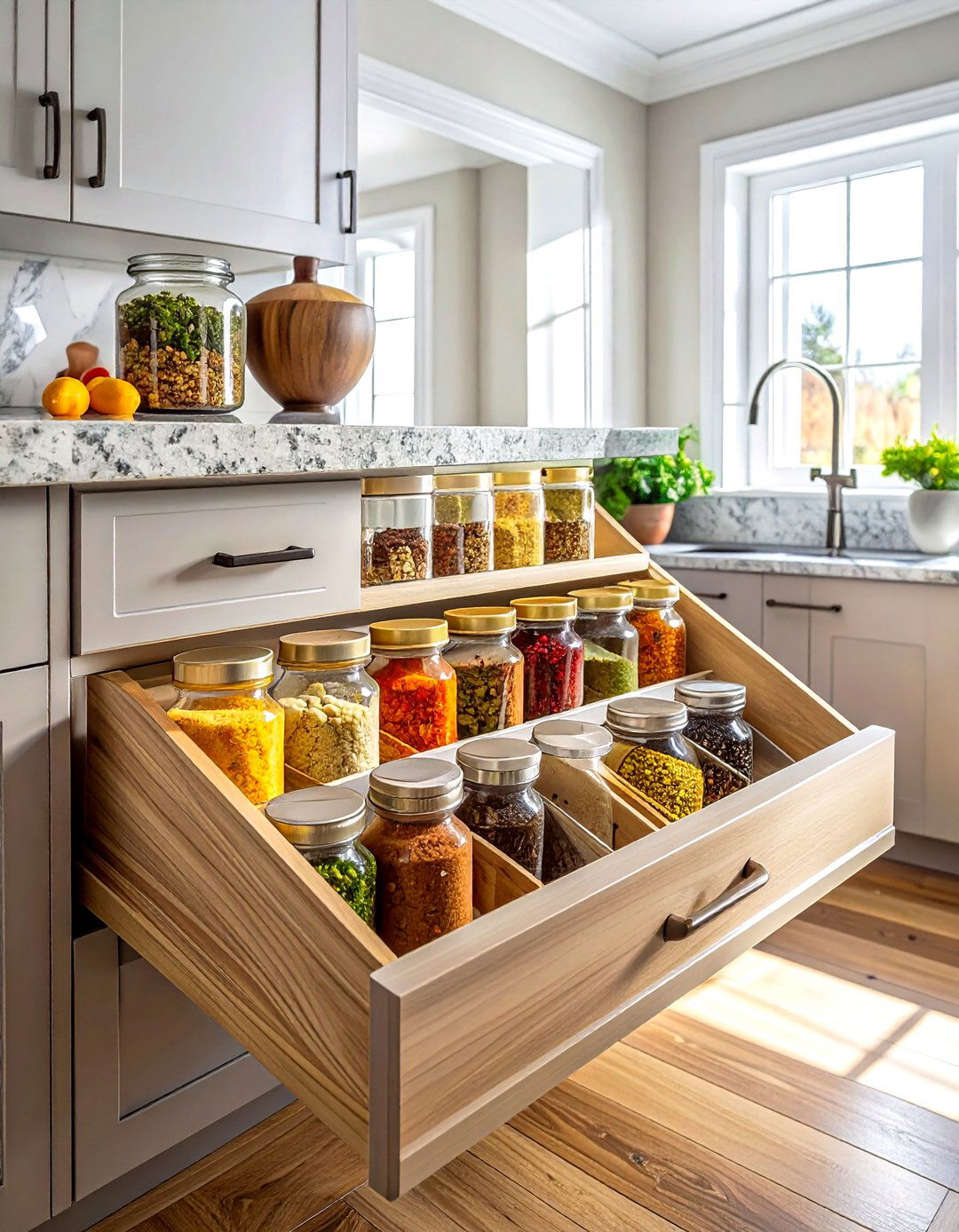 Angled Spice Tray Insert - 30 spice drawer kitchen ideas