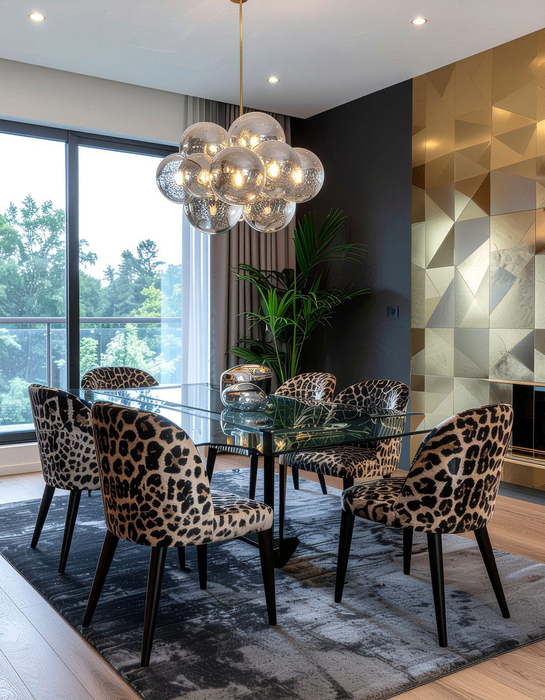 Animal Print Chairs And Geometric Wallpaper - 30 dining room pattern mixing ideas