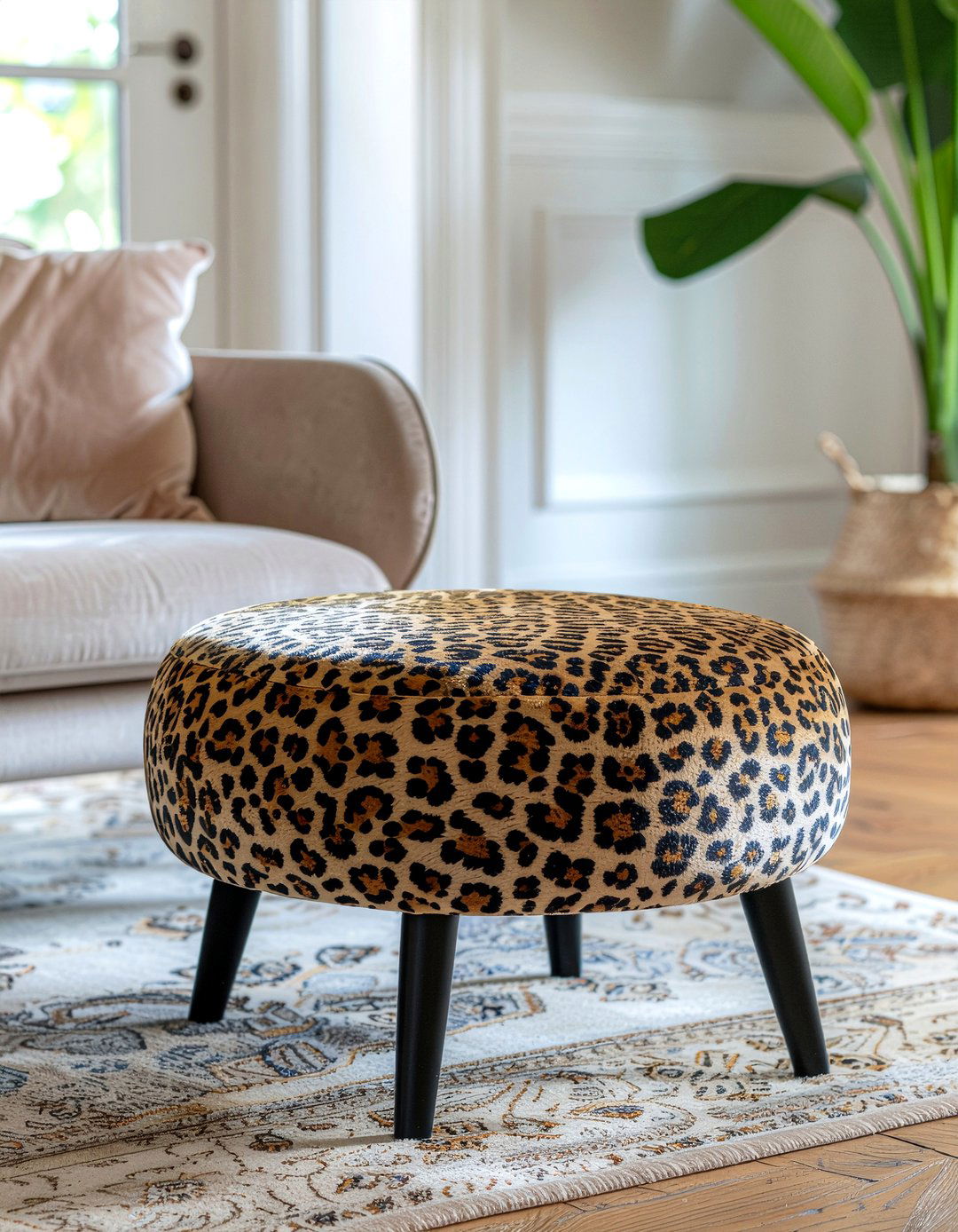 Animal Print Ottoman - 30 living room maximalist furniture ideas