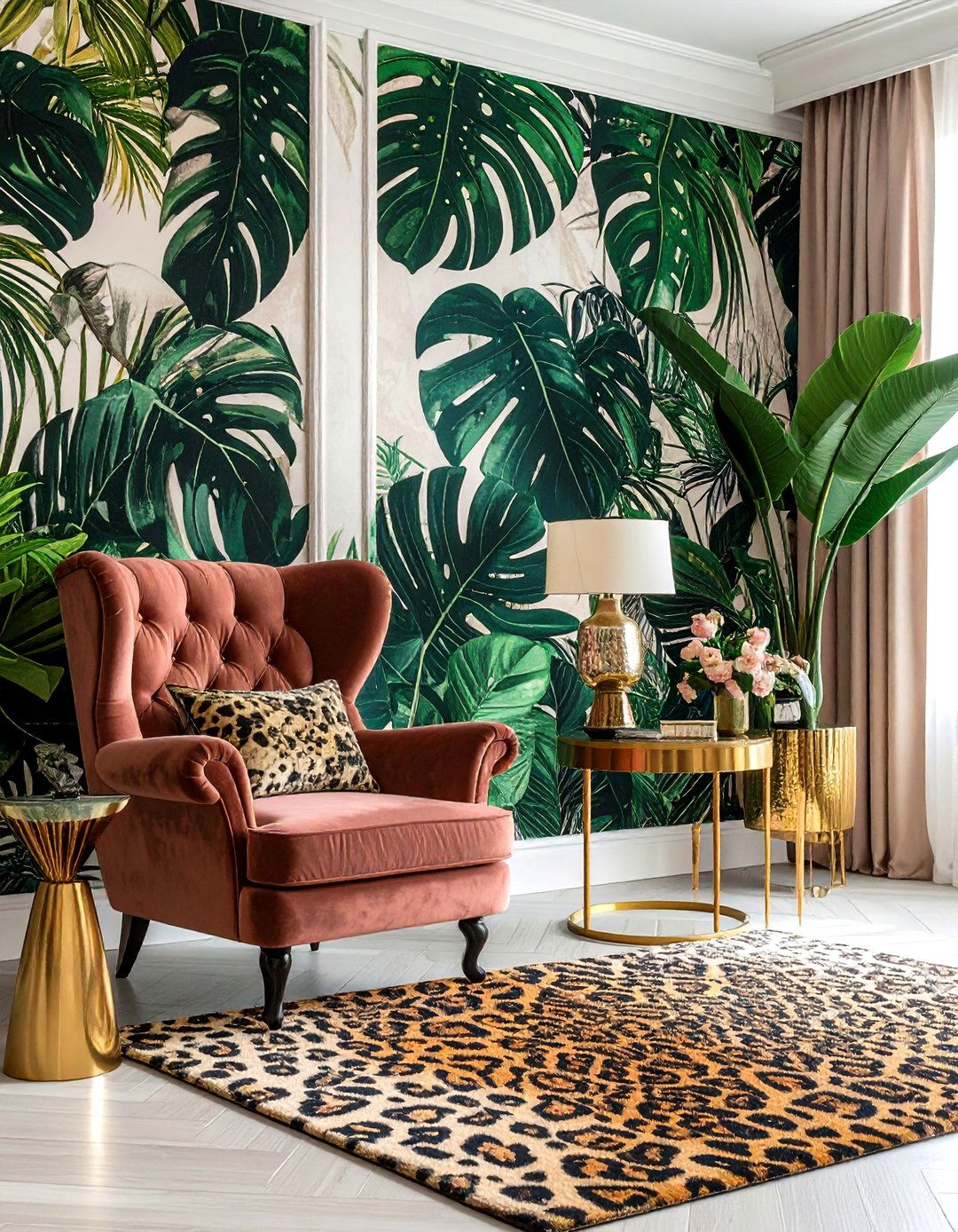 Animal print and botanical wallpaper - 30 pattern mixing decor ideas