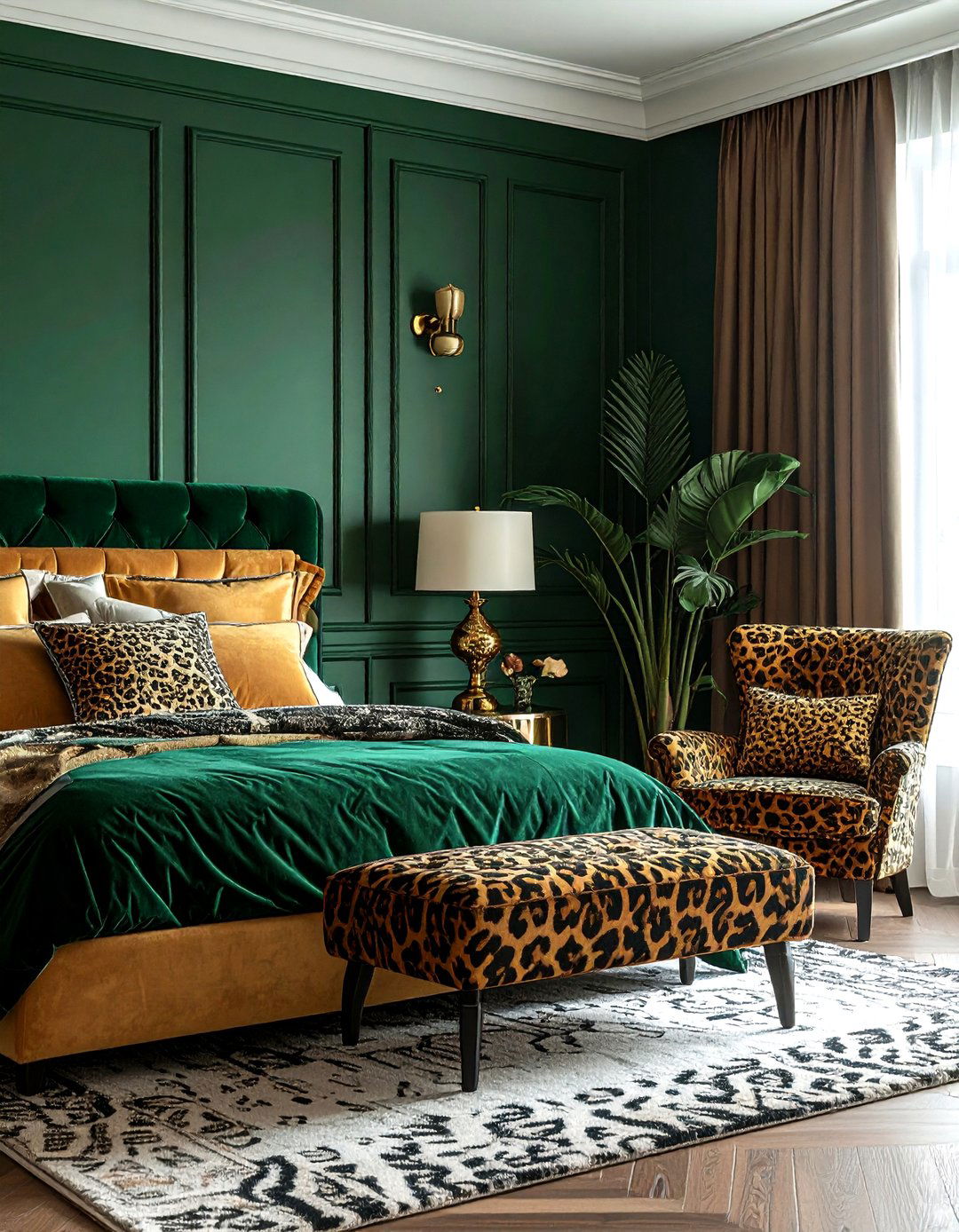 Animal print and solid color bedroom - 30 bedroom pattern mixing ideas