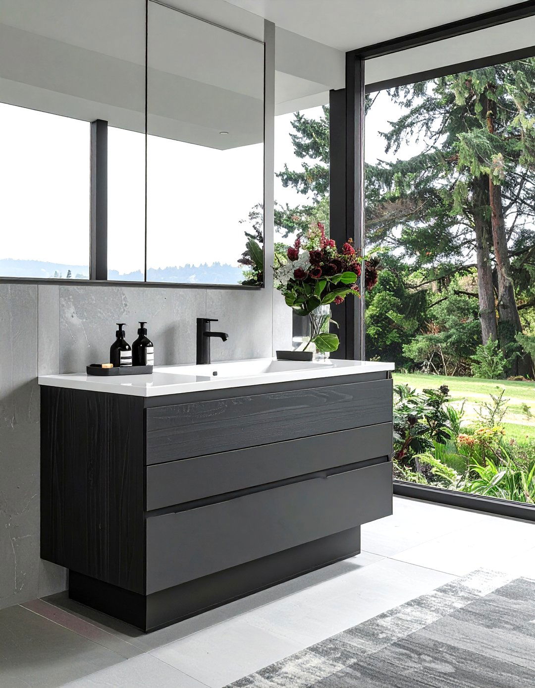 Anthracite Grey Freestanding Vanity - 30 grey bathroom furniture ideas