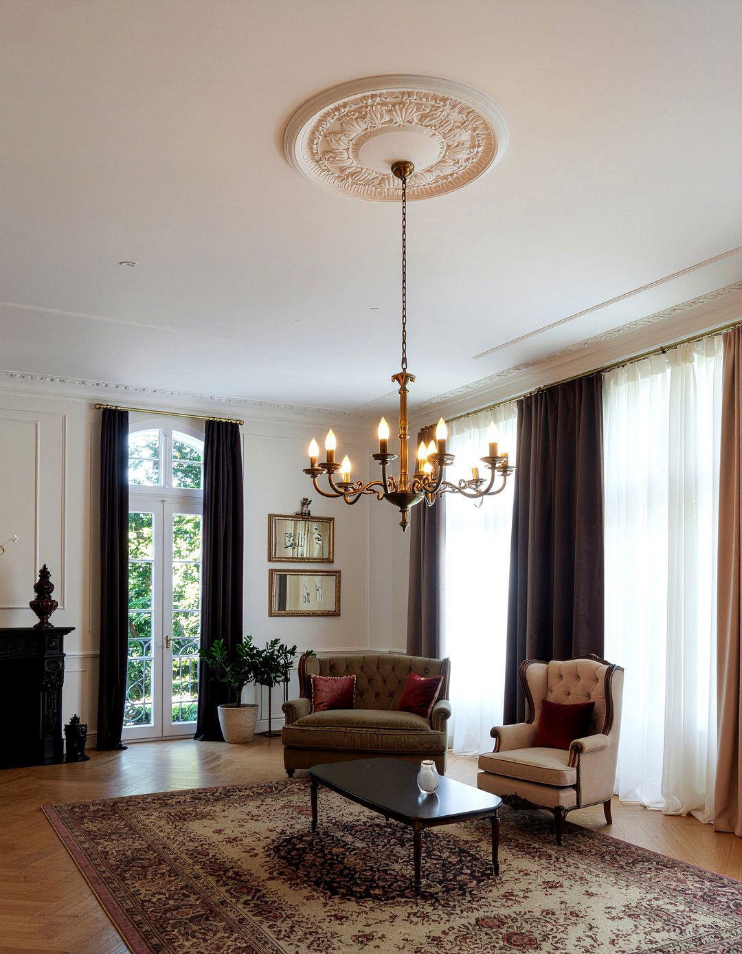 Antique Brass Chandelier - 30 old house living room ideas