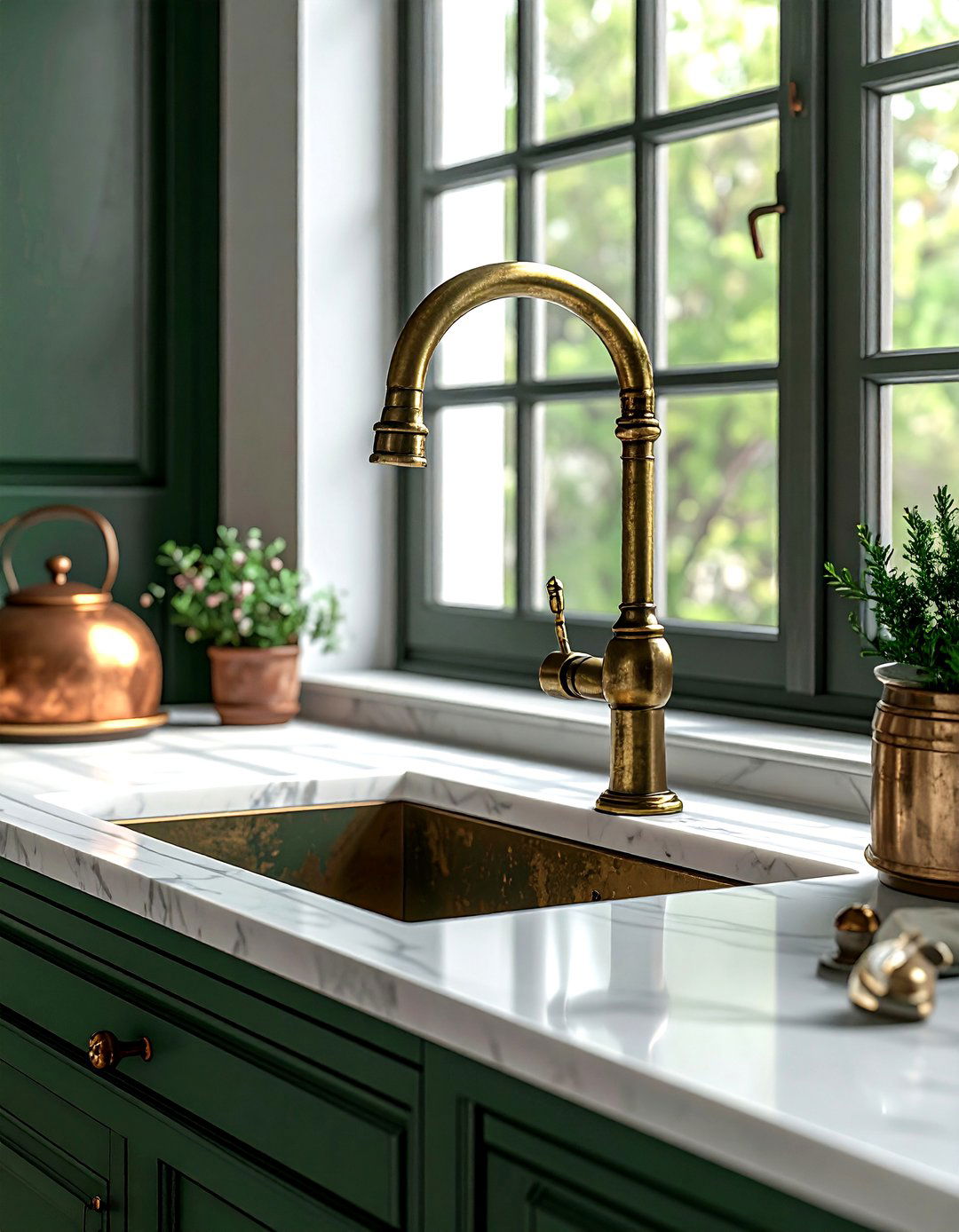 Antique Brass Pull Down Faucet - 30 pull-down kitchen faucet ideas