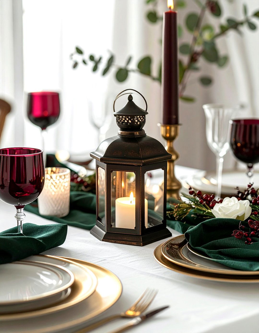 Antique Bronze Lantern Setup - 30 lantern centerpiece dining ideas