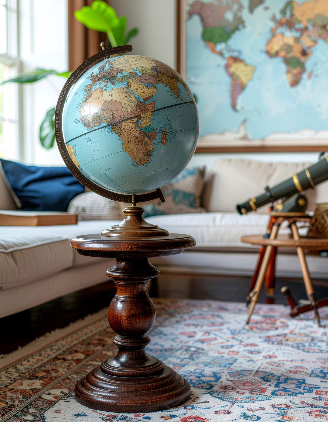 Antique Globe Stand - 30 light academia living room ideas