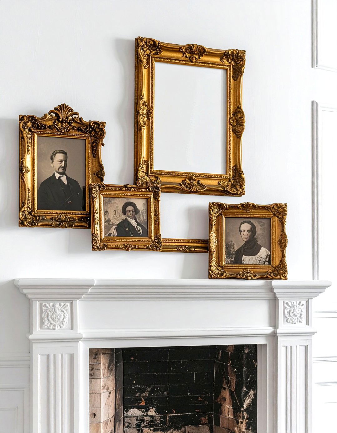 Antique Gold Frame - 30 layered mantel ideas