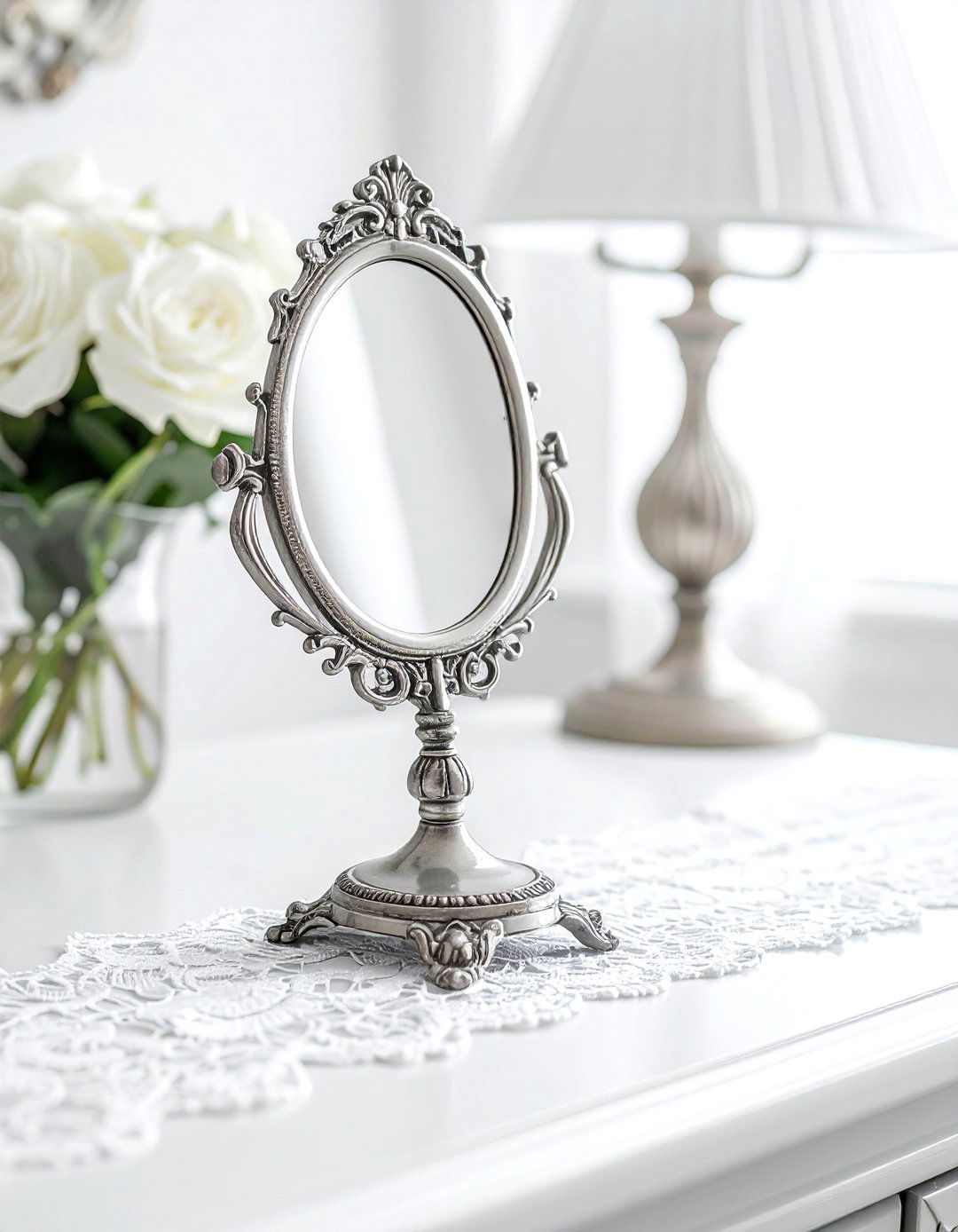 Antique Hand Mirror - 30 dresser top styling ideas