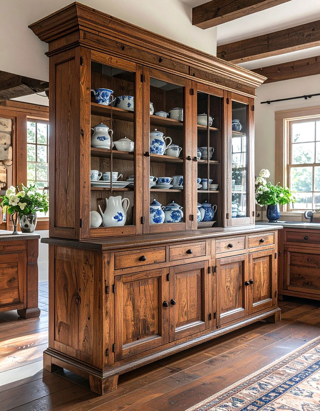 Antique Hutch Display - 30 American country kitchen ideas
