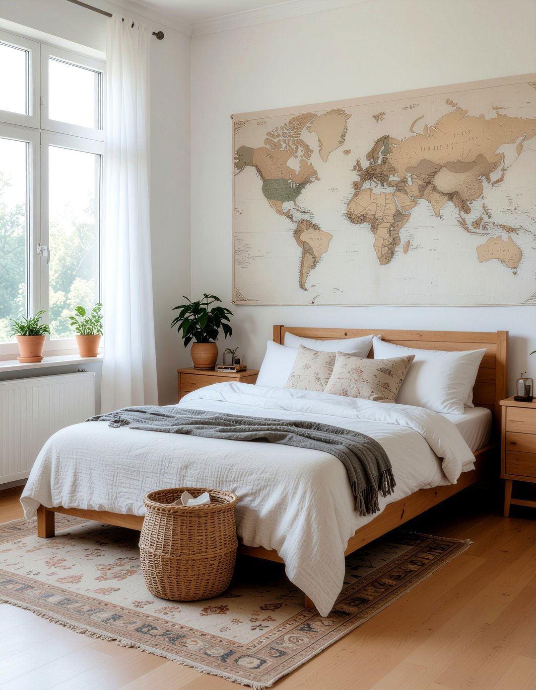 Antique Style World Map Tapestry - 30 world map bedroom ideas