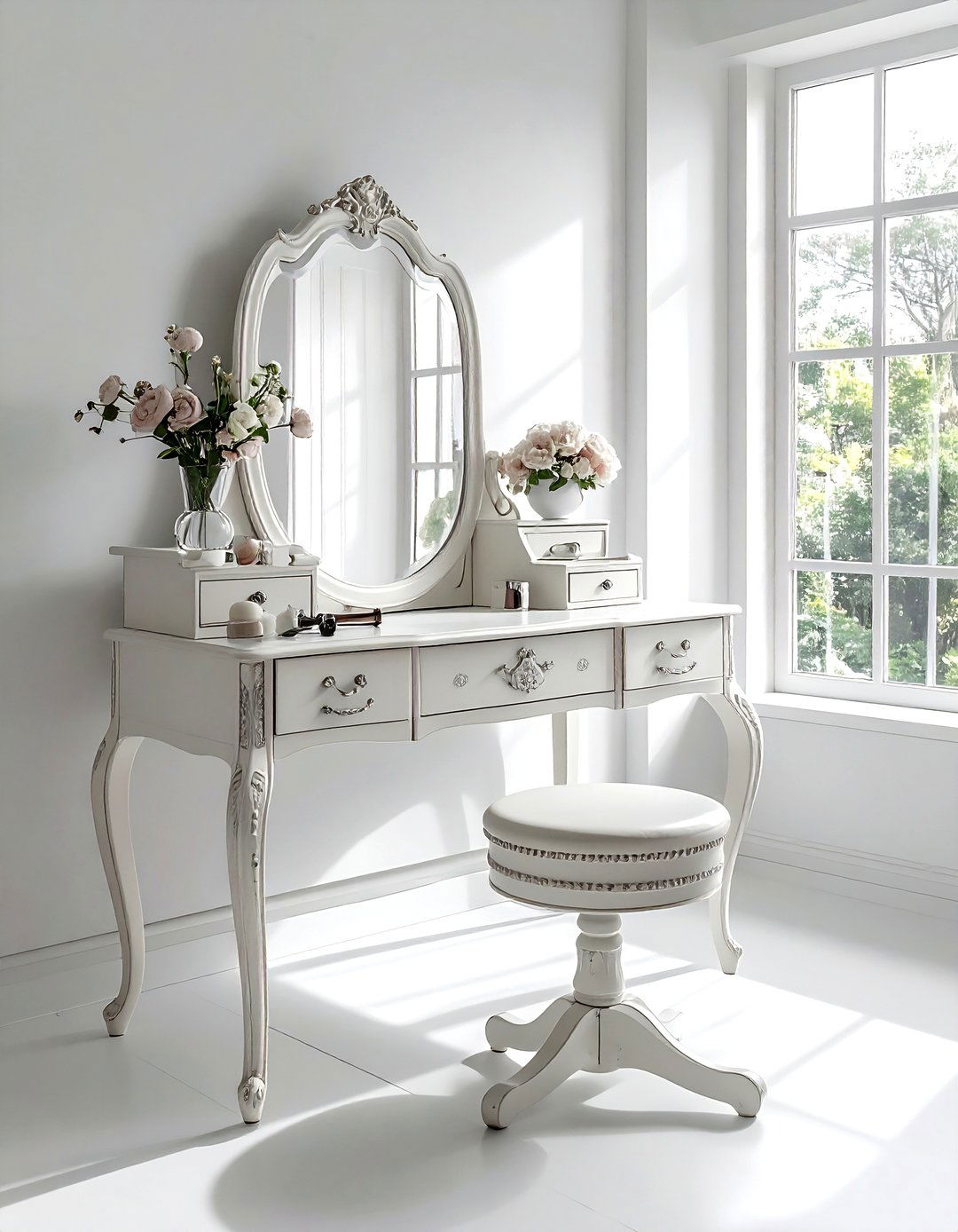 Antique Vanity Desk - 30 thrifted bedroom ideas