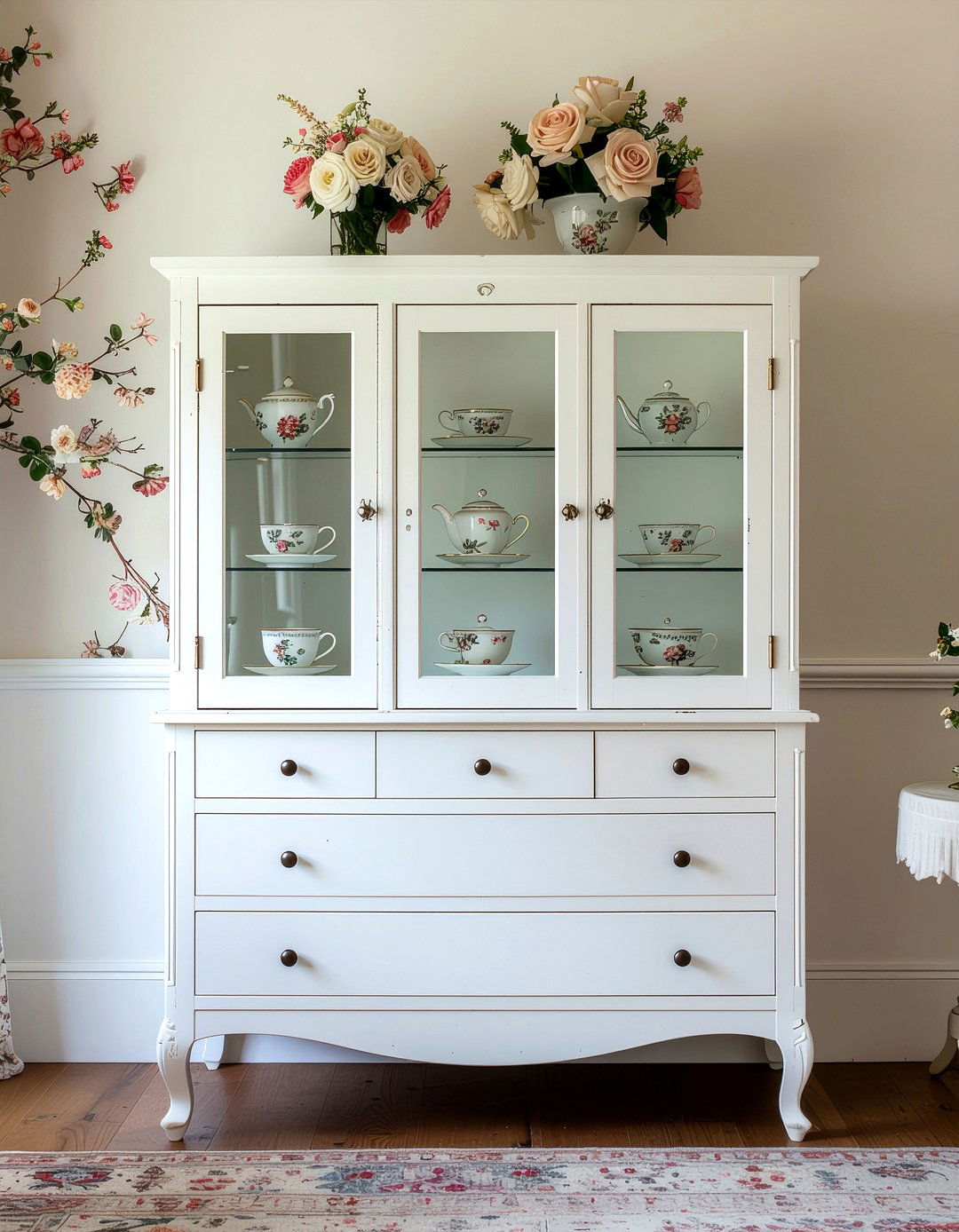 Antique White Curio - 30 living room curio cabinet ideas