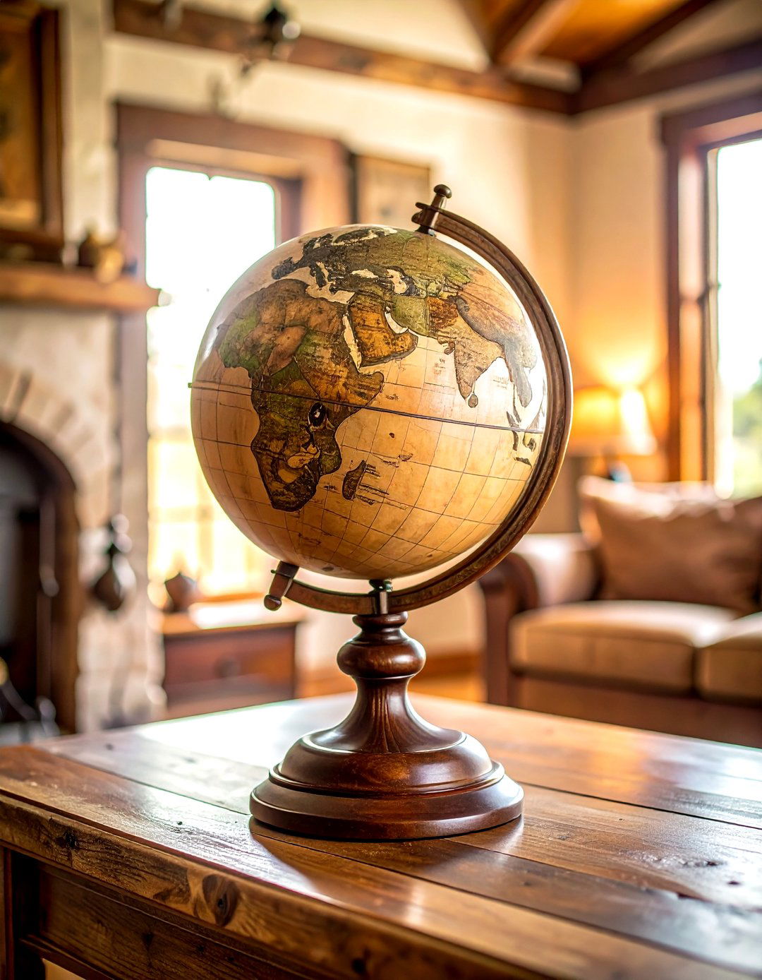 Antique Wood Globe - 30 globe decor ideas