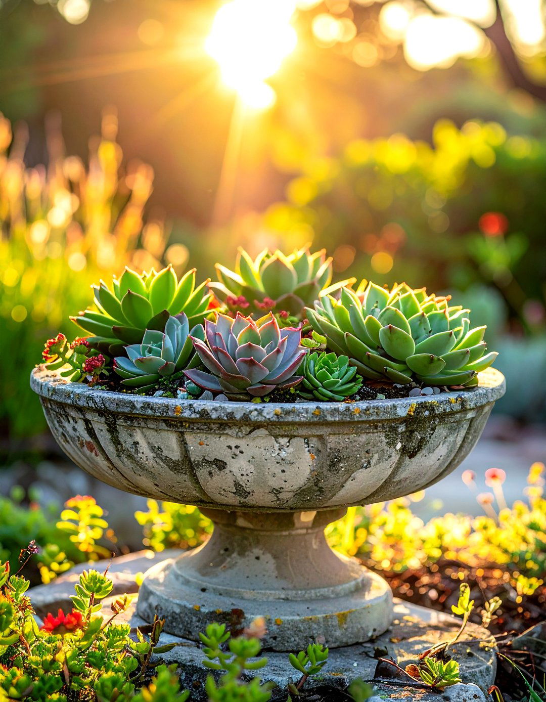 Antique bird baths - 30 vintage planter ideas