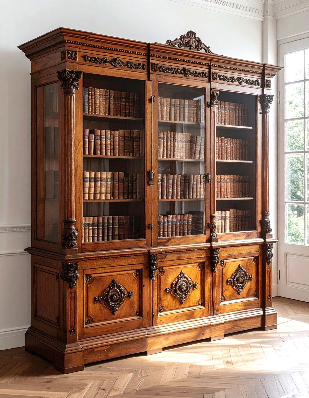 Antique book display cabinet - 30 book decor ideas_1