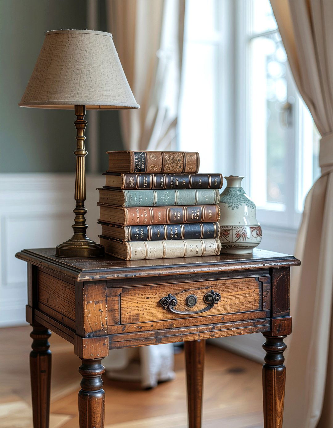 Antique book display - 30 end table styling ideas