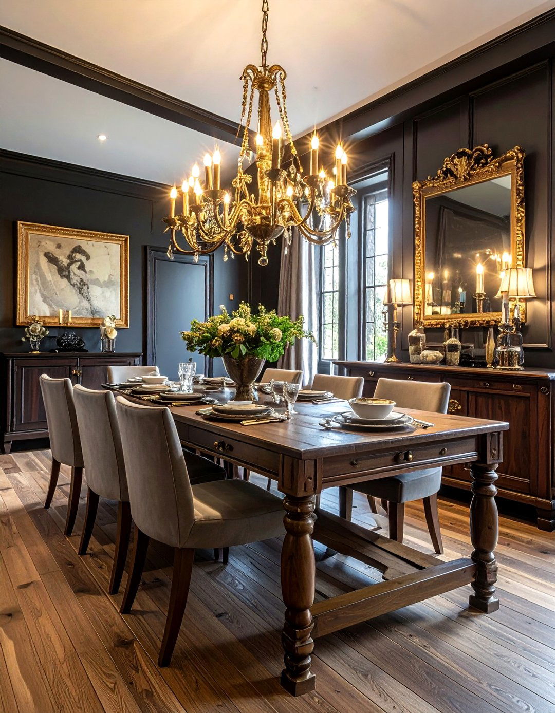 Antique brass hardware - 30 Tudor dining room ideas