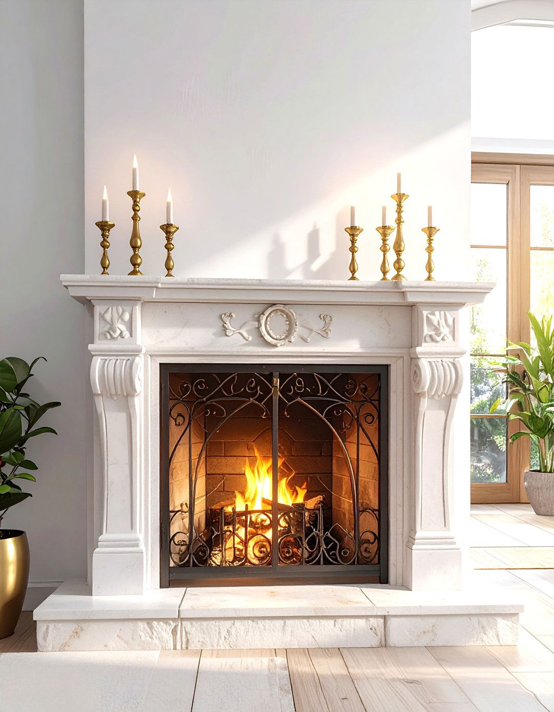 Antique brass iron fireplace - 30 mixed metal decor ideas