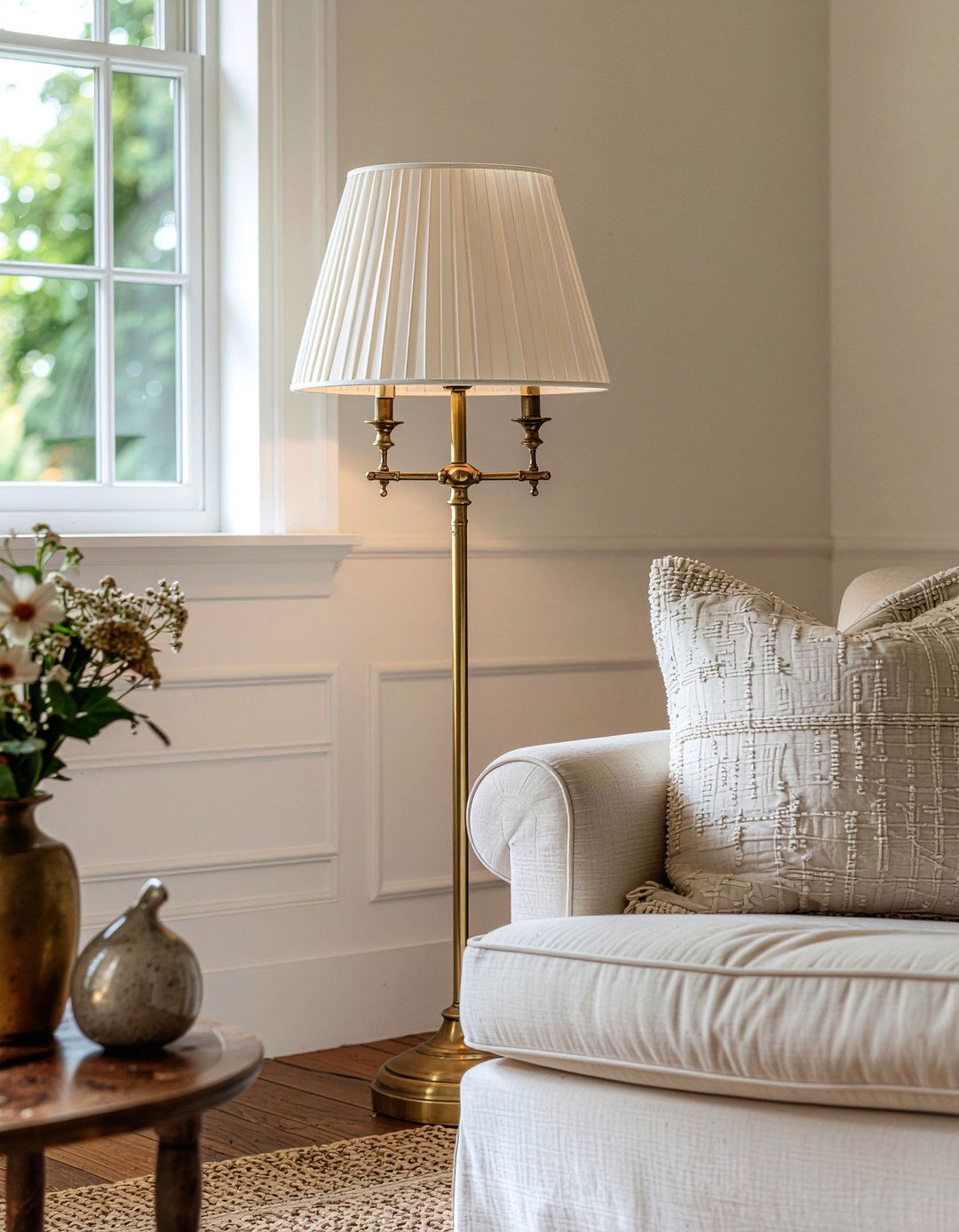 Antique brass lamp - 30 French country living room ideas