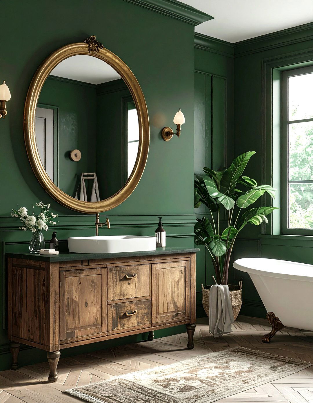 Antique brass oval mirror - 30 oval bathroom mirror ideas
