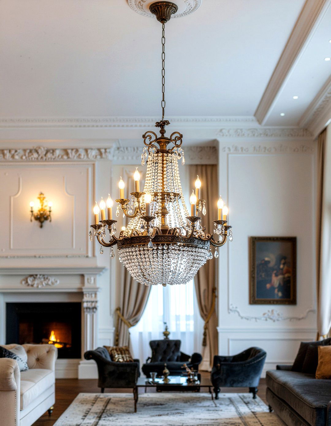 Antique bronze chandelier - 30 metal accent living room ideas