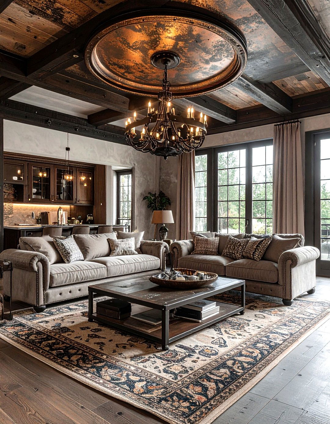 Antique bronze medallion - 30 living room ceiling medallion ideas