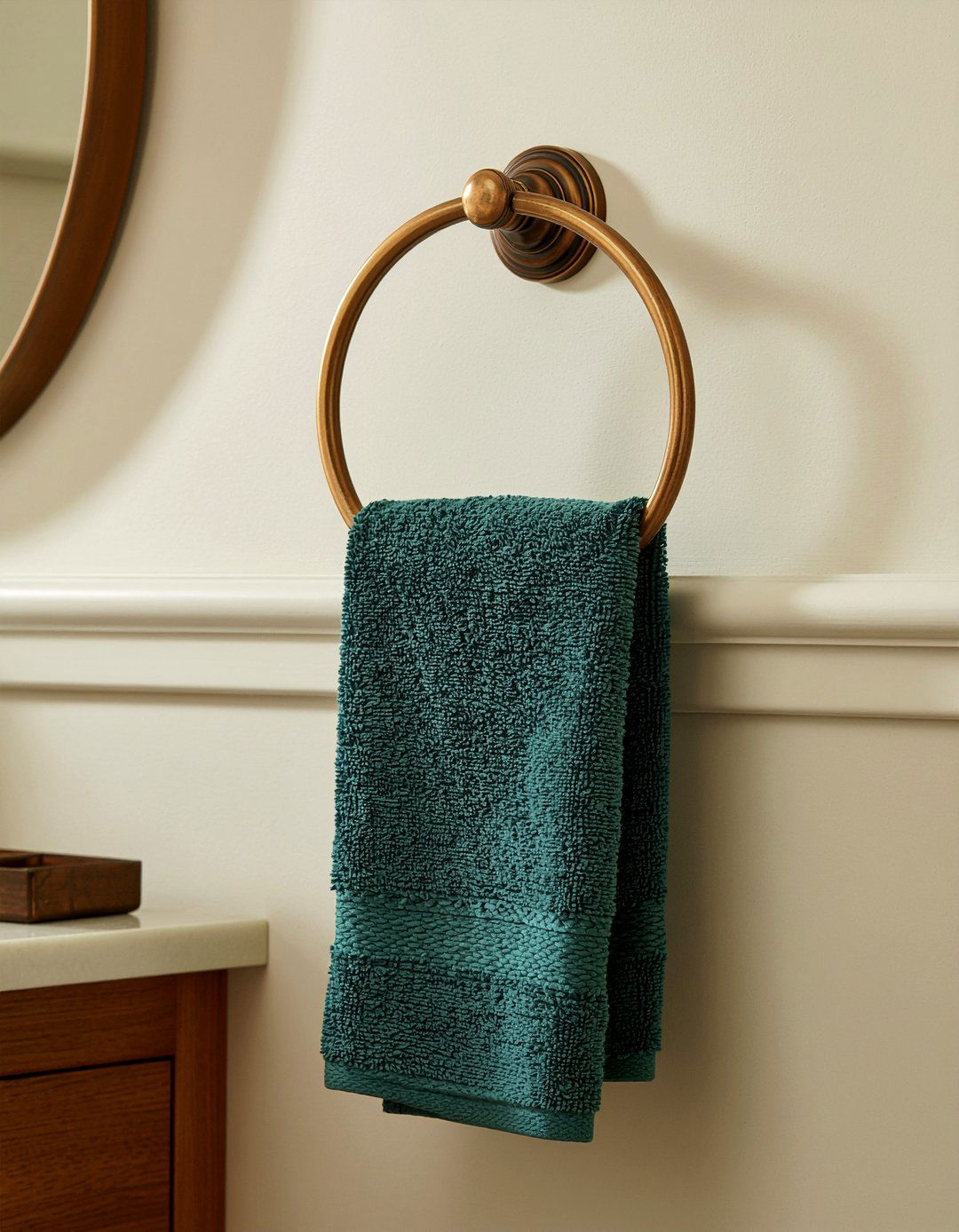 Antique bronze towel ring - 30 bathroom towel ring ideas