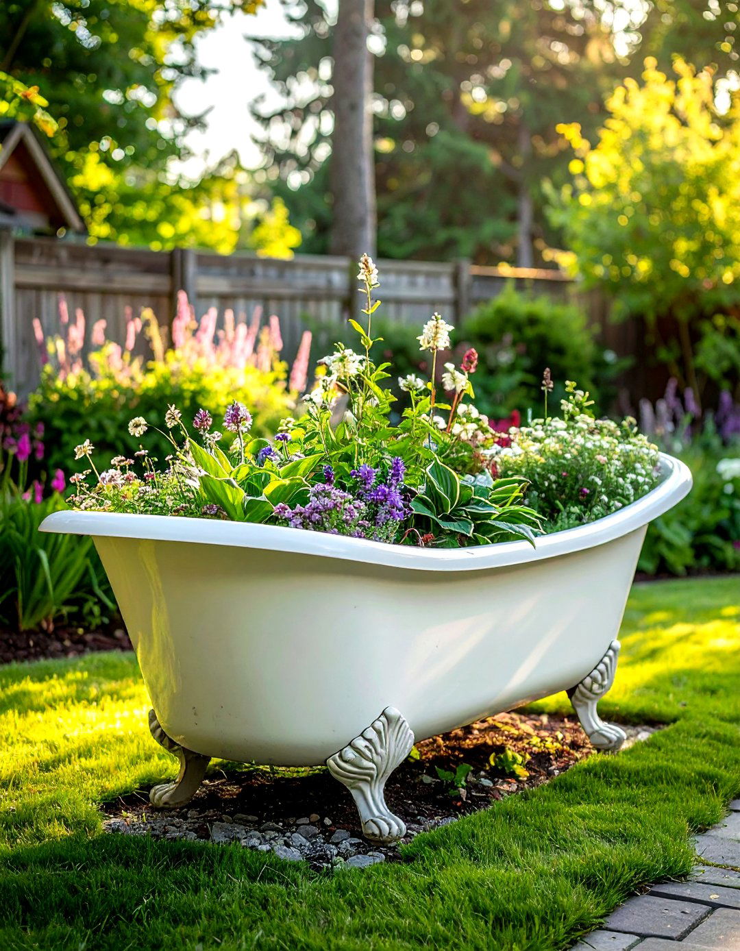 Antique clawfoot tub - 30 vintage planter ideas