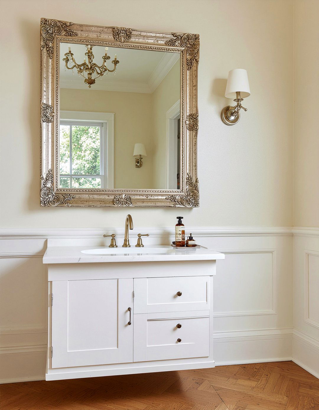 Antique gold bathroom mirror - 30 framed bathroom mirror ideas