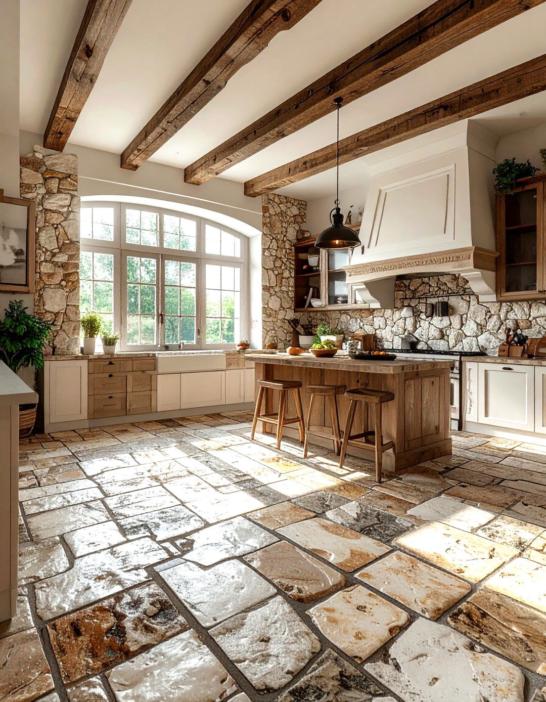 Antique limestone kitchen floor - 30 limestone floor kitchen ideas