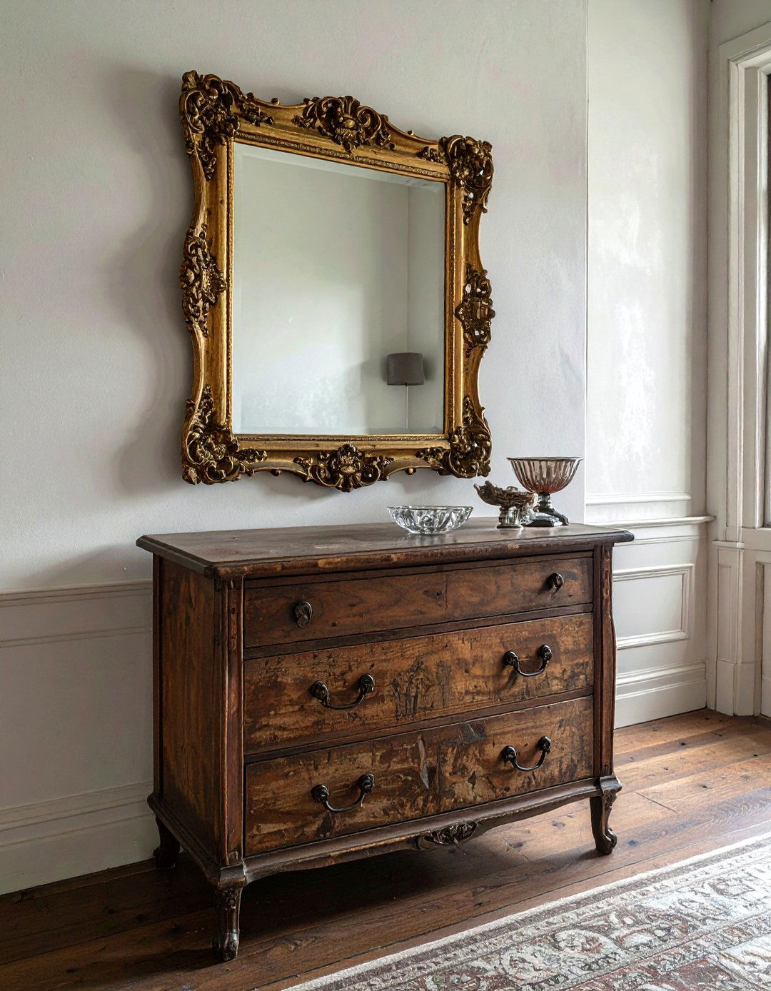 Antique mirror dresser decor - 30 dresser vignette ideas