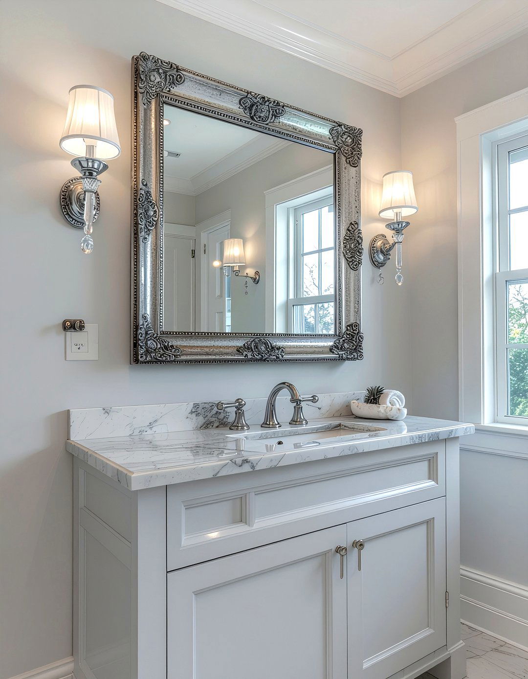 Antique silver bathroom mirror - 30 bathroom mirror statement ideas