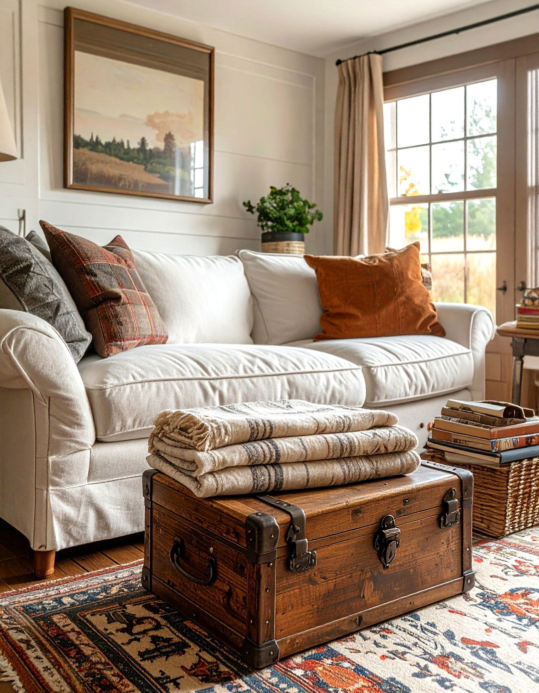 Antique storage trunk - 30 living room blanket storage ideas