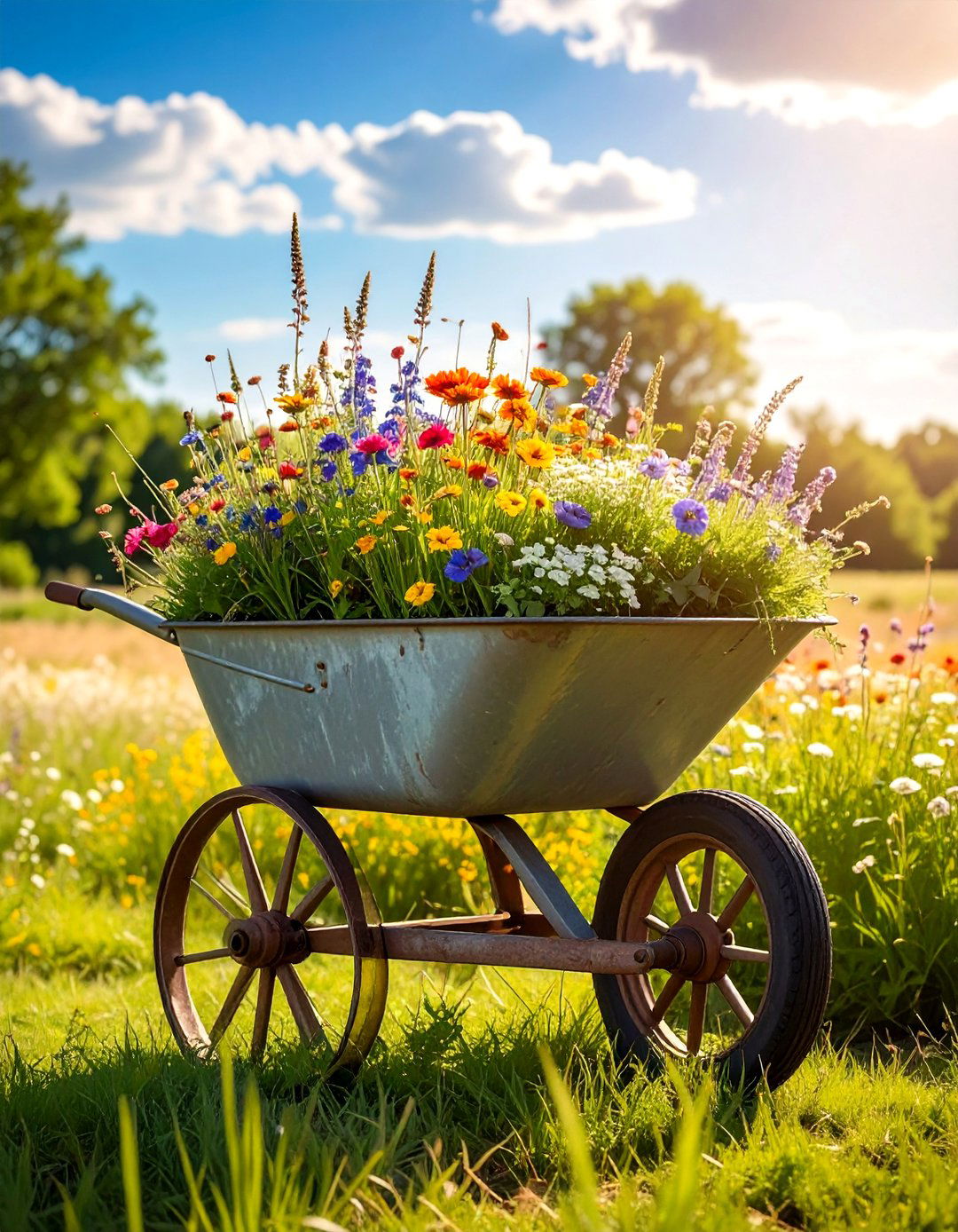 Antique wheelbarrows - 30 vintage planter ideas