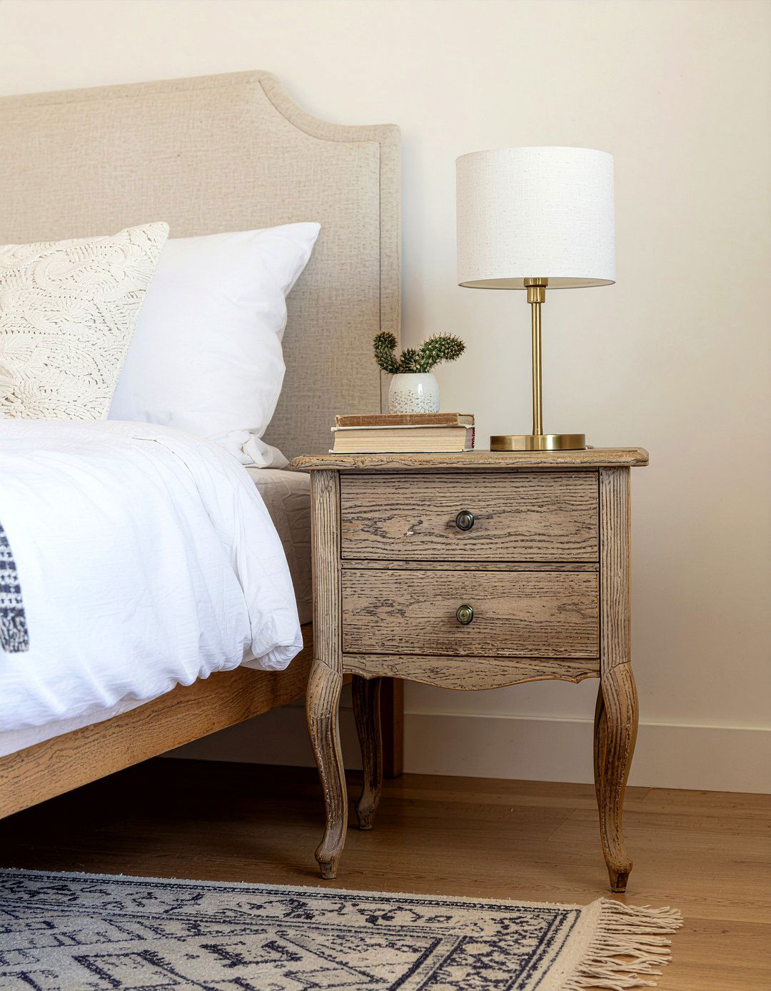 Antique wood nightstand - 30 Parisian bedroom ideas