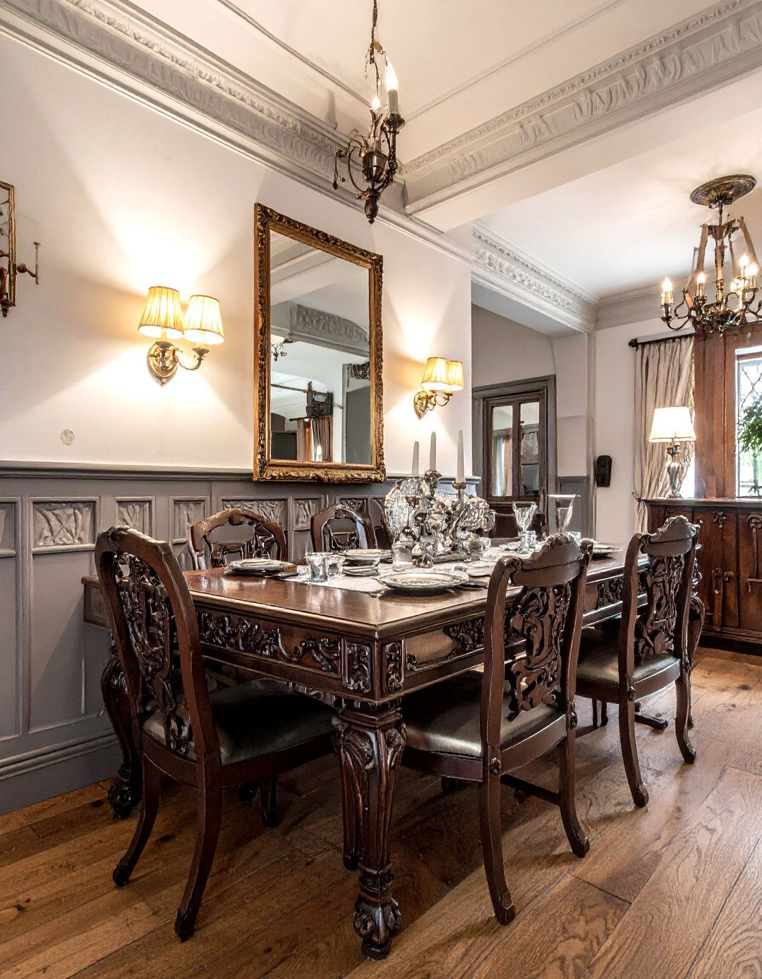 Antique wood sideboard - 30 Tudor dining room ideas