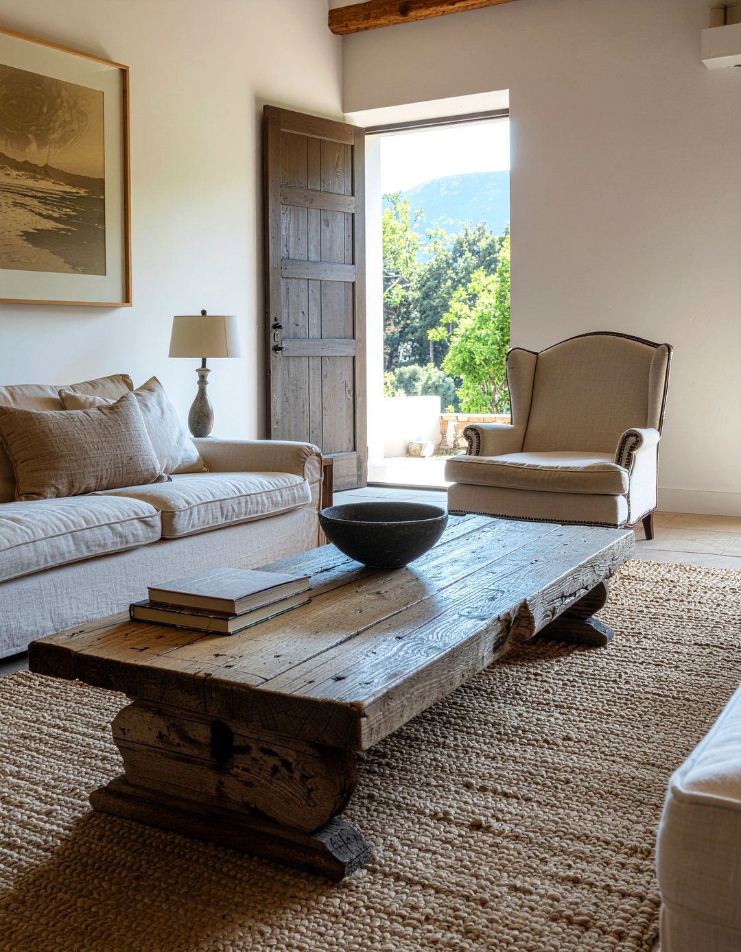 Antique wooden coffee table - 30 Mediterranean living room ideas