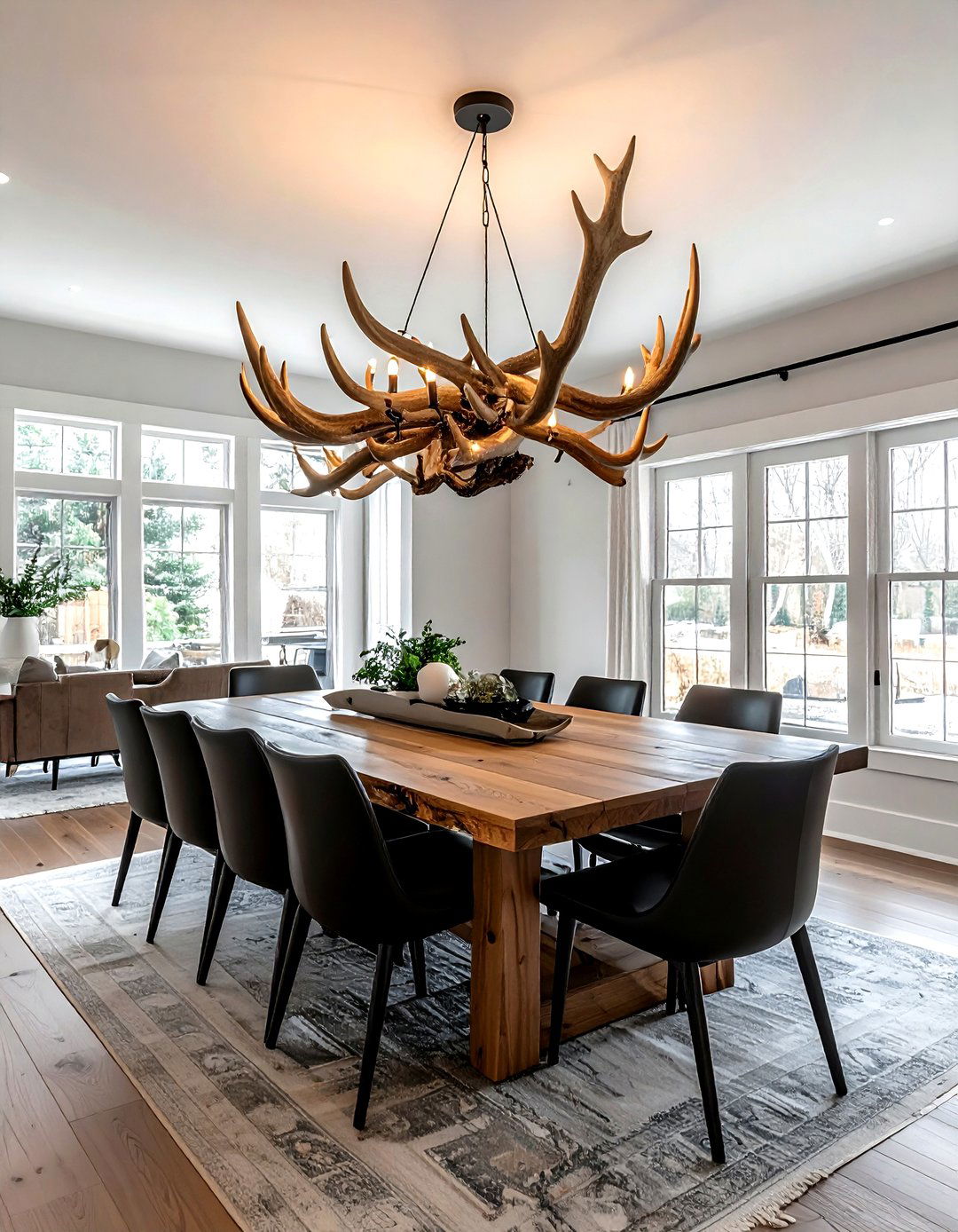 Antler Chandelier Dining Room - 30 cabin decor ideas
