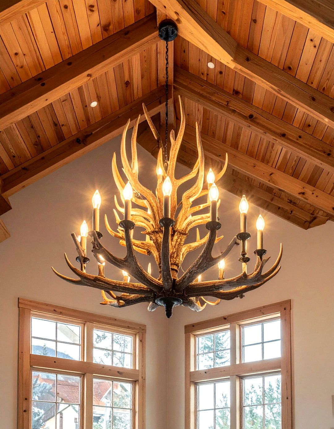 Antler Chandelier Lighting - 30 lodge decor ideas