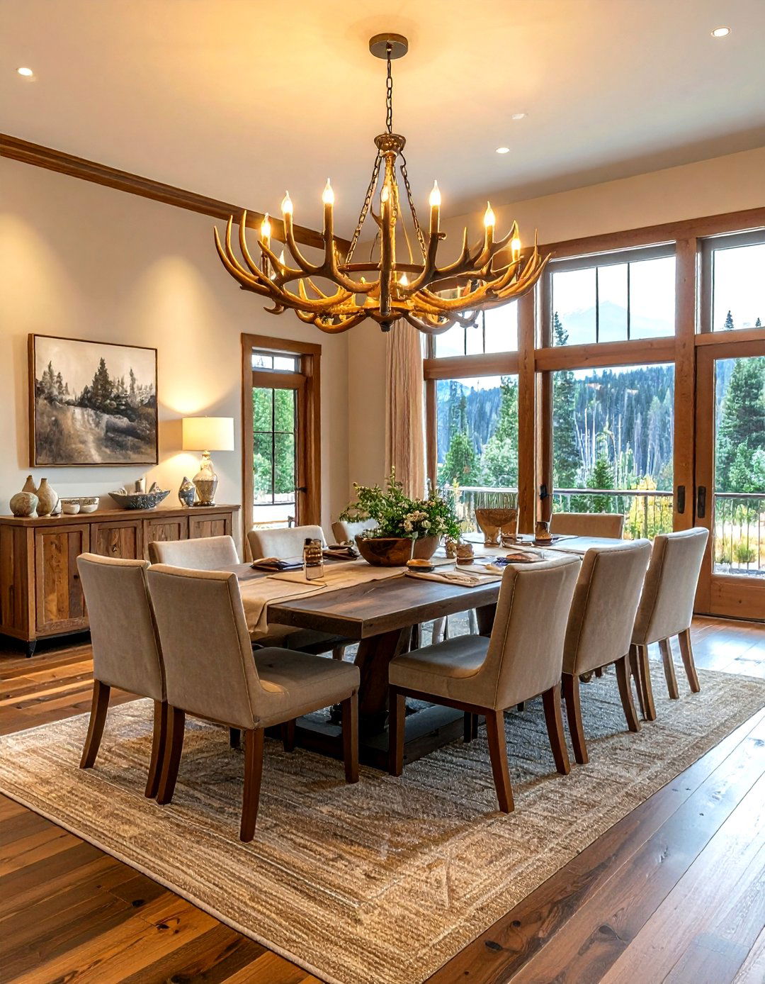 Antler Chandelier Lighting - 30 lodge dining room ideas